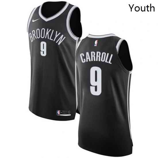 Youth Nike Brooklyn Nets 9 DeMarre Carroll Authentic Black Road NBA Jersey Icon Edition